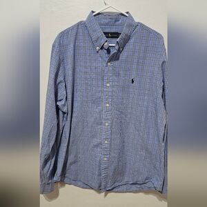Polo Ralph Lauren Men's Adult Sz XL Button Shirt Long Sleeve Plaid Blue B10